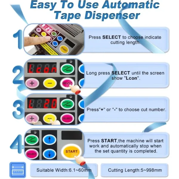 Automatic Tape Dispenser,Upgrade Ribbon Cutting Machine,Electric Tape Cutting Machine with Manual&Auto Tape Cutter Ribbon - Image 3