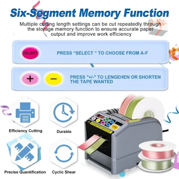 Automatic Tape Dispenser,Upgrade Ribbon Cutting Machine,Electric Tape Cutting Machine with Manual&Auto Tape Cutter Ribbon - Image 5