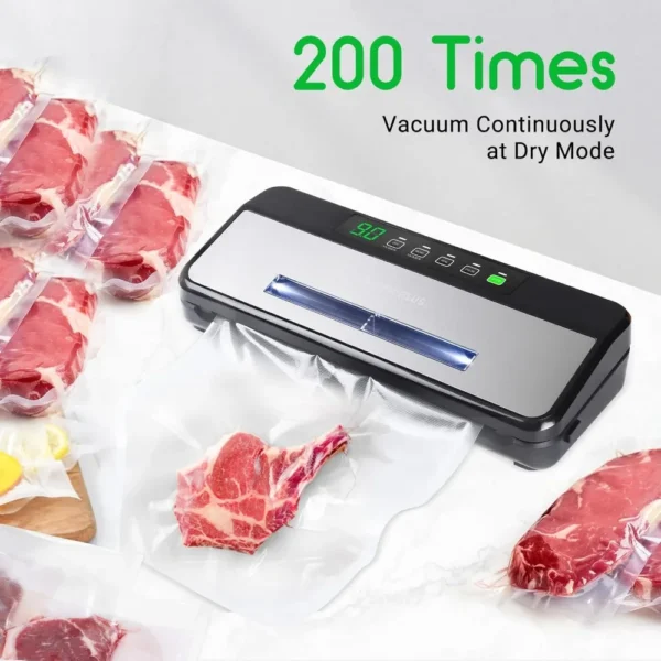 Food Vacuum Sealer Machine, Sealing-Time Countdown& Viewable Window, Built-in Cutter and Roll Storage(Up To 20ft) - Image 4