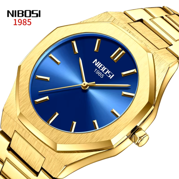 Top On Sale Product Recommendations! NIBOSI Brand Fashion Gold Blue Quartz Watch Men Stainless Steel Strap Waterproof Luminous  Luxury Mens Watches Relogio Masculino