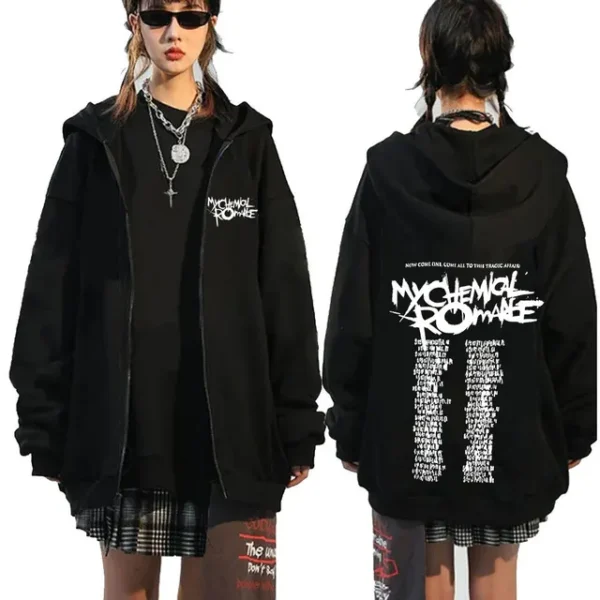 Rock Band My Chemical Romance Mcr Dead Zipper Hoodie Black Parade Punk Emo Zip Up Sweatshirt Men Fashion Vintage Hip Hop Hoodies