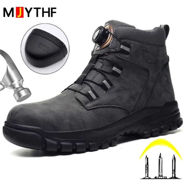 Top On Sale Product Recommendations! Waterproof Men Boots Rotating Buttons Safety Shoes Men Puncture-Proof Work Boots Steel Toe Shoes Light Indestructible Shoes