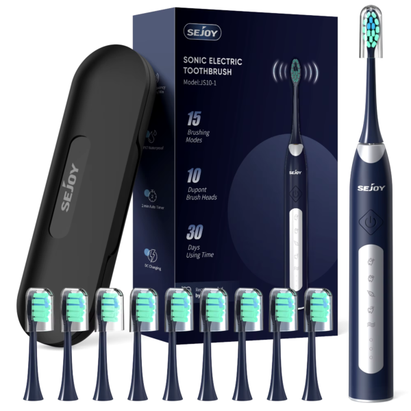 Top On Sale Product Recommendations! Sejoy Electric Toothbrush with 10 Brush Heads & Travel Case, 5 Cleaning Modes ,2 Minutes Built in Smart Timer Sonic Toothbrush