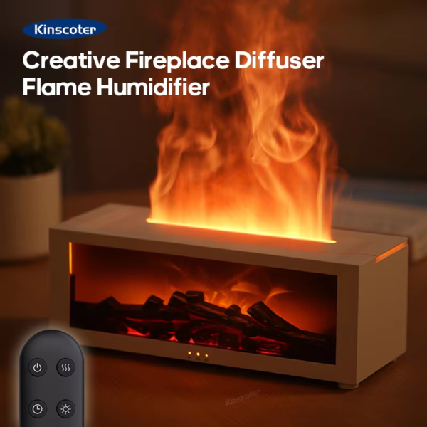 Top On Sale Product Recommendations! Creative Fireplace Air Humidifier Waterless Auto-Off Aroma Essential Oil Diffuser with LED Light & Remote Control for Home Gift